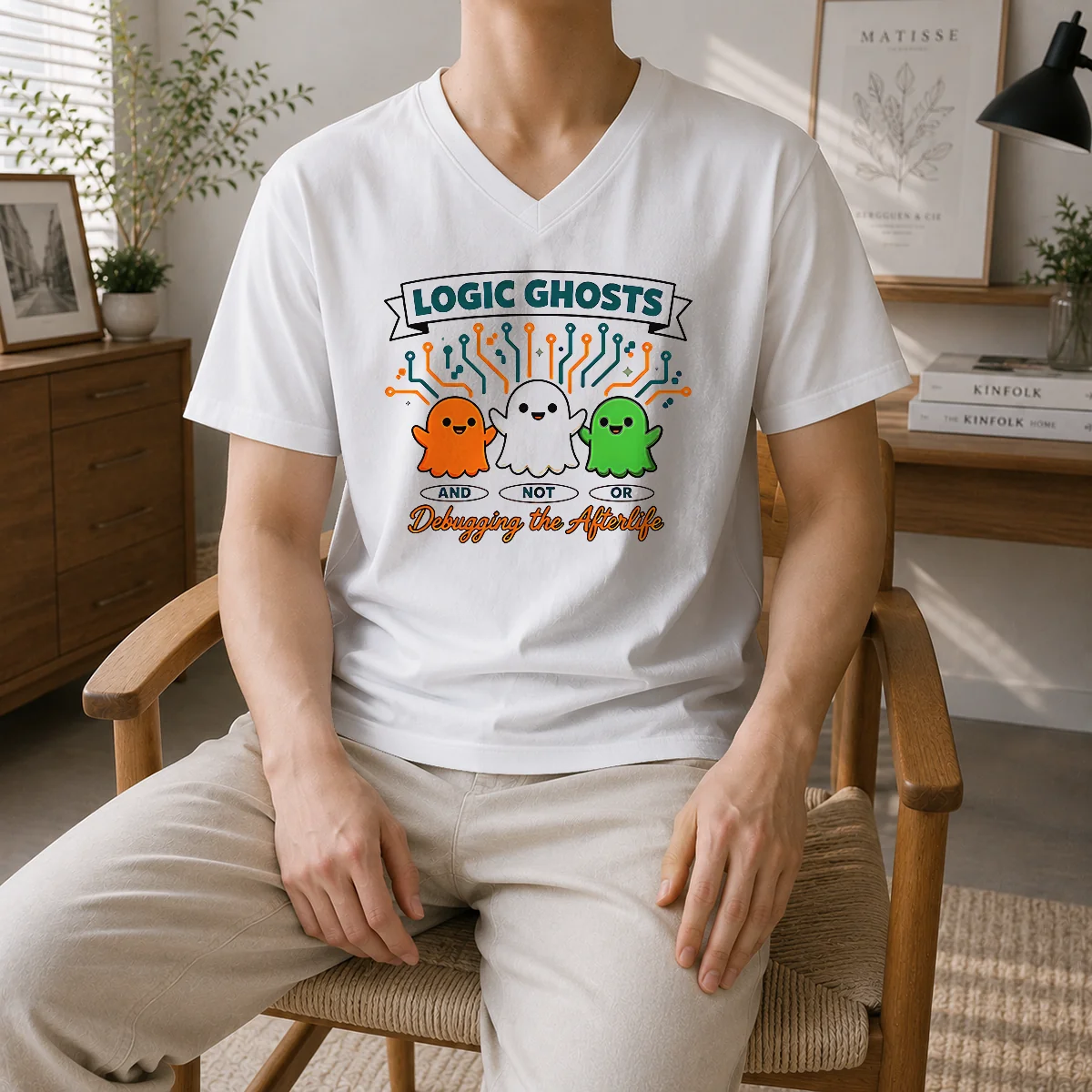 Awesome Logic Ghosts And Not Or Debugging The Afterlife V-Neck Shirt