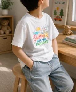 Funny Watercolor Beach Scene Summer Bank Holiday Relax Kids T-Shirt