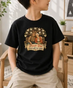 Hot Original Grandparents Day Vintage Family Love Thank You Kids T-Shirt