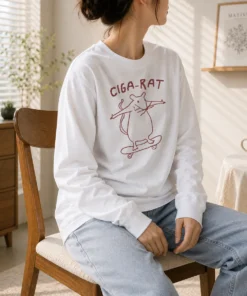 Official Hot Ciga Rat Smoking Mouse On Skateboard Rat Long Sleeve Shirt