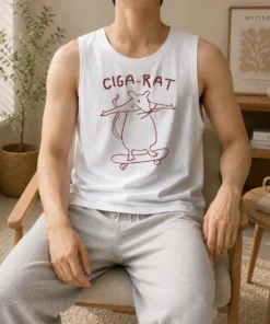 Official Hot Ciga Rat Smoking Mouse On Skateboard Rat Tank Top