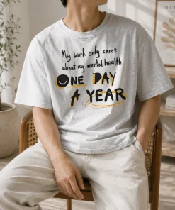 Official Mental Health Awareness Apparel My Work Only Cares About Mental Health One Day A Year Washed T-Shirt