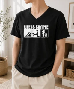 Premium Life Is Simple Drinking Dog Funny Beer Patrol Police K9 V-Neck Shirt
