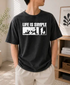 Premium Life Is Simple Drinking Dog Funny Beer Patrol Police K9 Washed T-Shirt