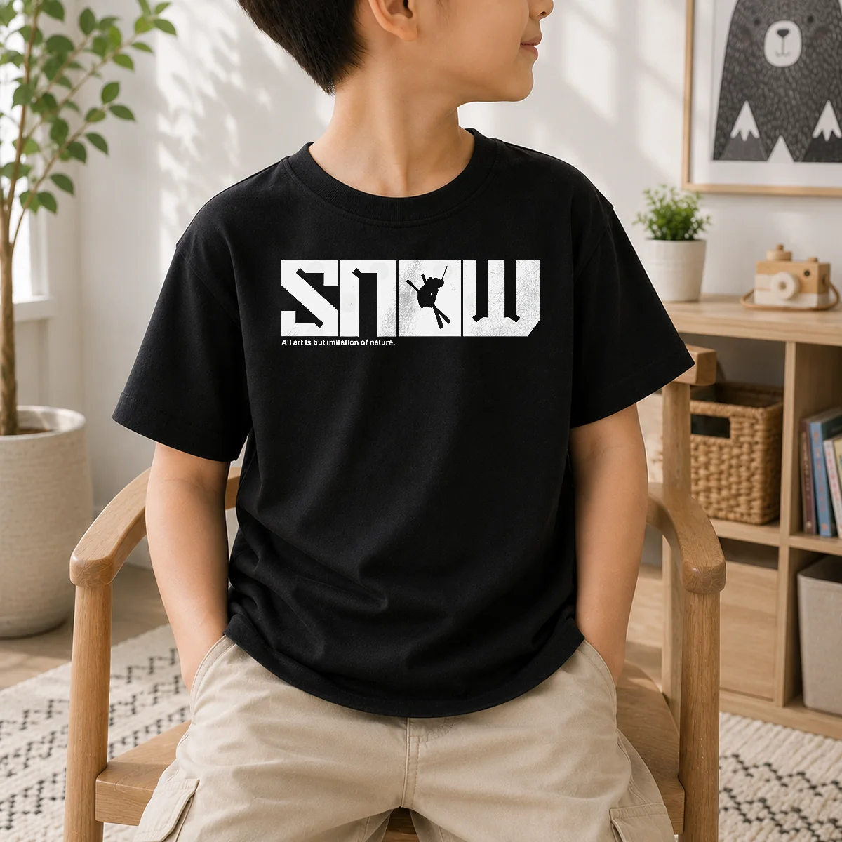 Pretty Snow Skiing All Art Is But Imitation Of Nature Kids T-Shirt