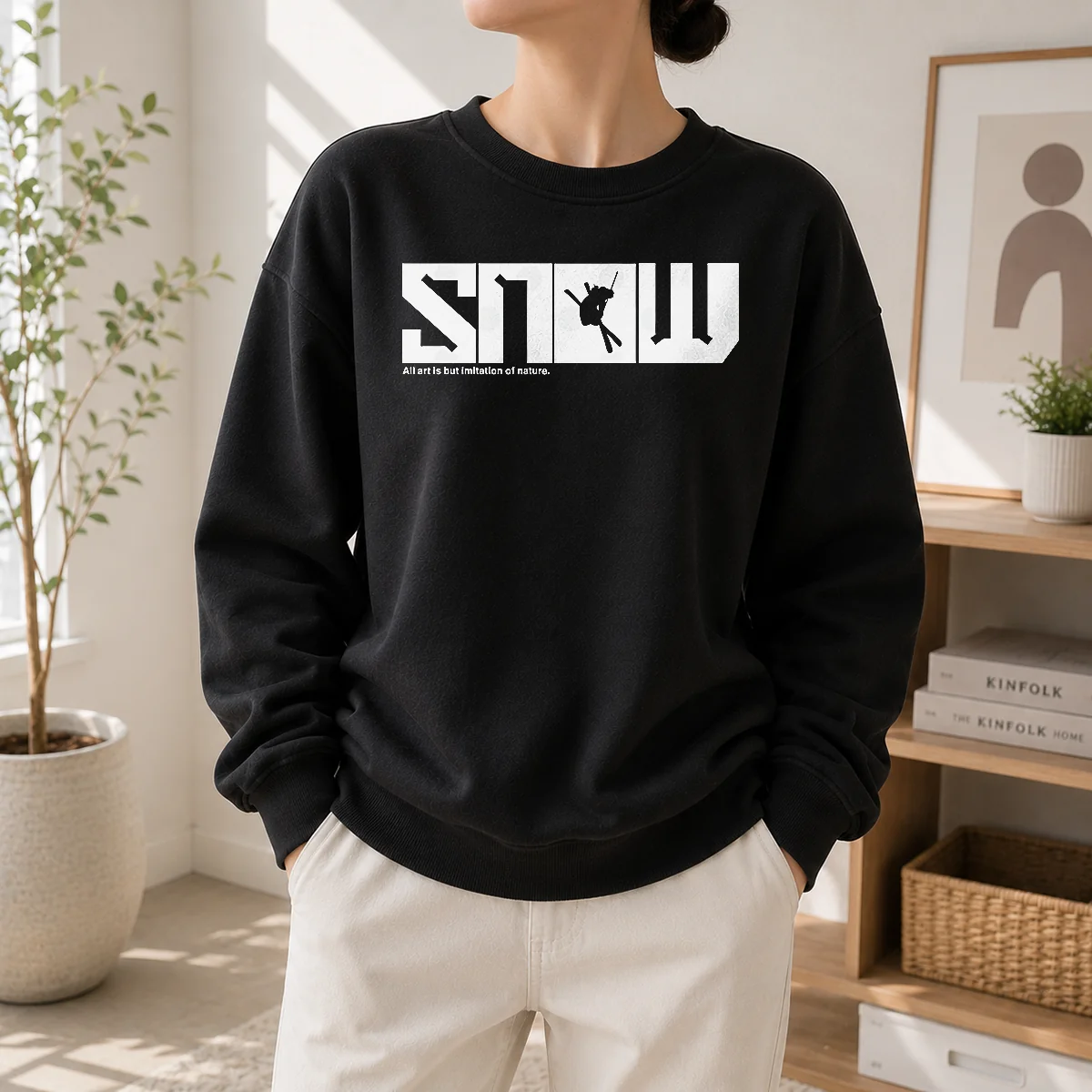 Pretty Snow Skiing All Art Is But Imitation Of Nature Sweater