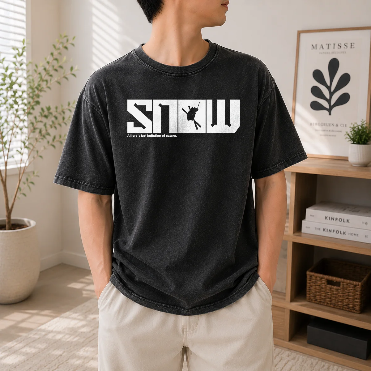 Pretty Snow Skiing All Art Is But Imitation Of Nature Washed T-Shirt